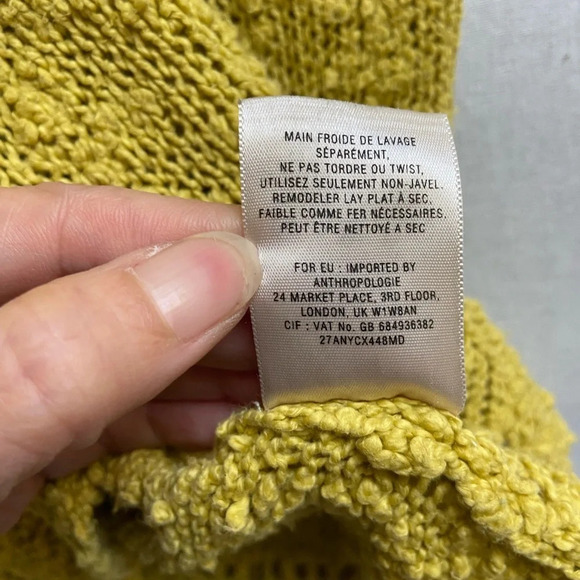 Anthropologie Yellow Bird Peaked Pointelle V-Neck knit  Sweater Sz S - Picture 10 of 13